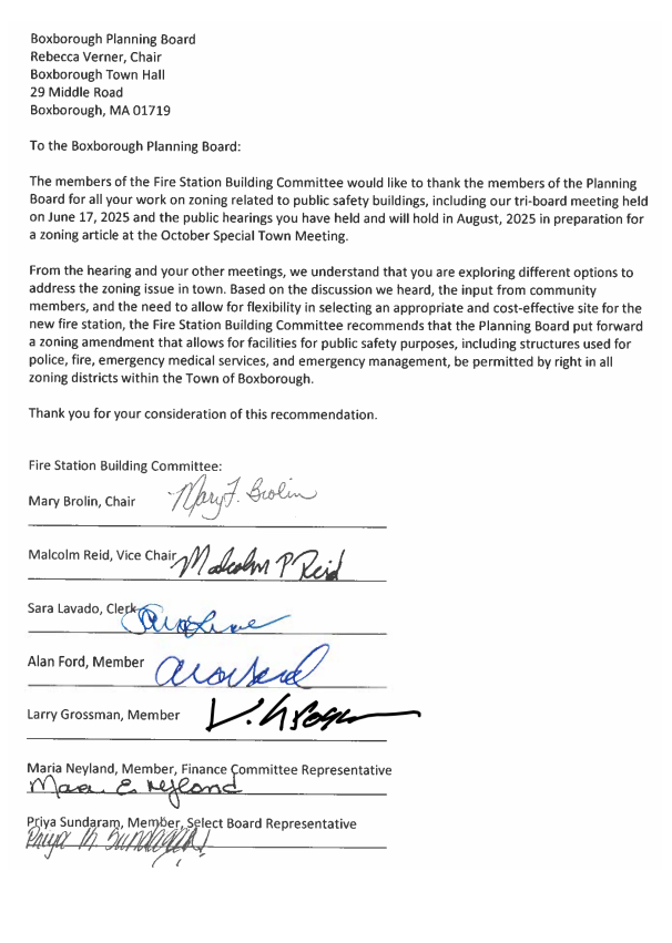 FSBC Letter to Planning Board