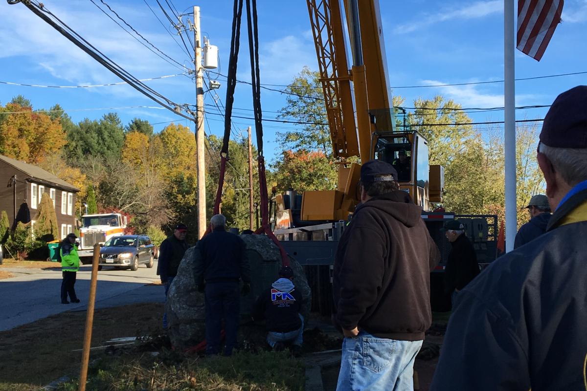 Crane Moving the Monument