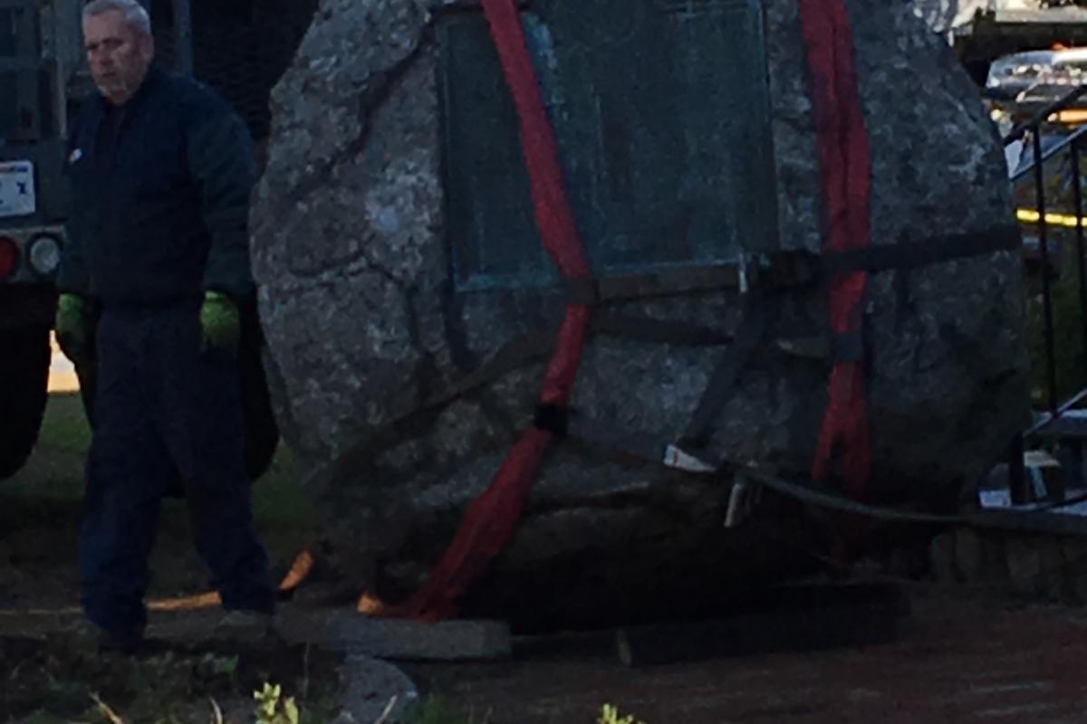 Monument Strapped Ready to Be Hoisted
